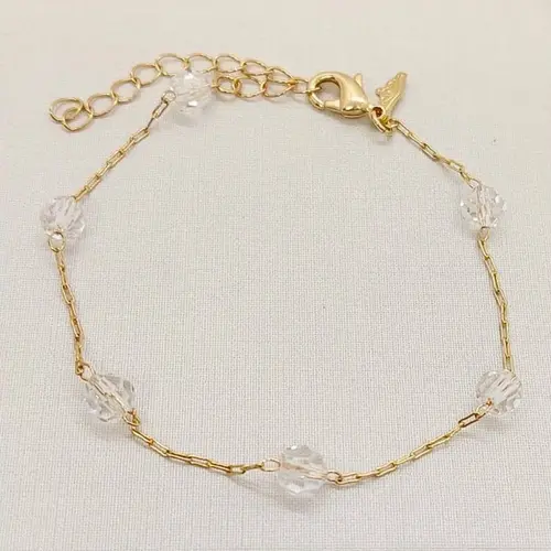 PULSEIRA CRISTAIS BRILHANTES BANHADA A PURO 18K