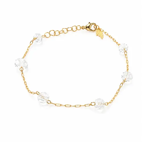 PULSEIRA CRISTAIS BRILHANTES BANHADA A PURO 18K