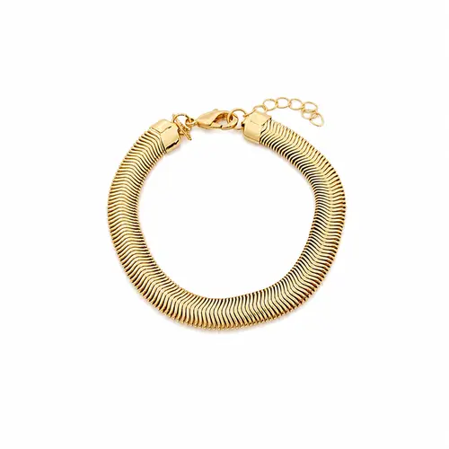 PULSEIRA MALHA GROSSA BANHADA A OURO 18K