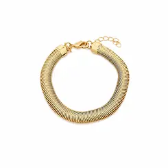 PULSEIRA MALHA GROSSA BANHADA A OURO 18K