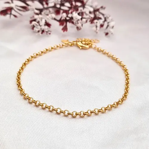 PULSEIRA ELOS REDONDOS BANHADA A OURO 18K