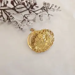 Pingente Relicário Filigrana Banhado a Ouro 18K