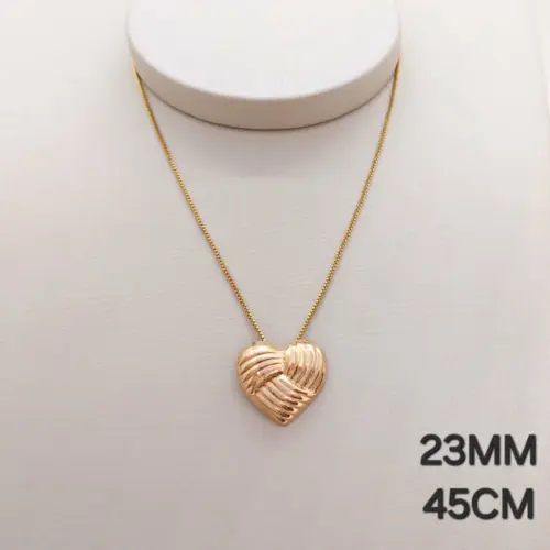 Colar Coração Trançado Banhado a Ouro 18K