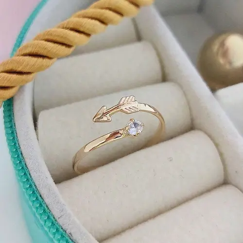 ANEL FALANGE FLECHA DO AMOR BANHADO A OURO 18K