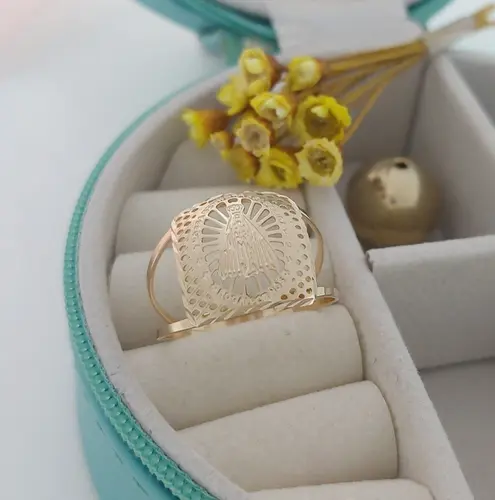 ANEL NOSSA SENHORA VAZADO BANHADO A OURO 18K
