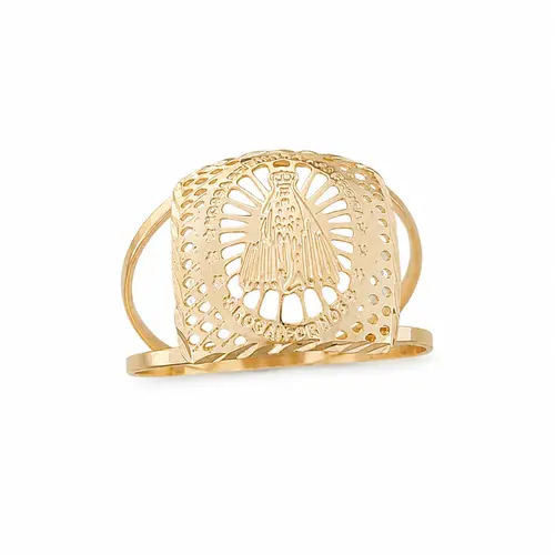 ANEL NOSSA SENHORA VAZADO BANHADO A OURO 18K