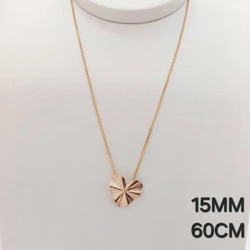 Colar Coração Facetado Banhado a Ouro 18K