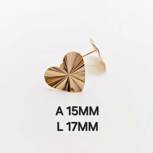 Brinco Coração Facetado Banhado a Ouro 18K