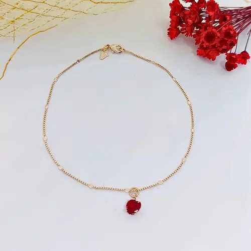 Tornozeleira Amor Essencial Banhado a Ouro 18K