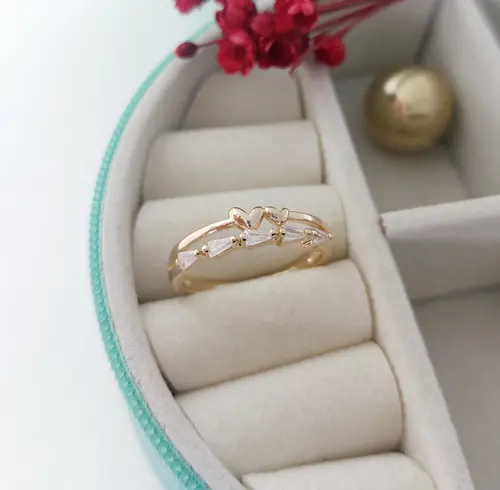ANEL AMOR LAPIDADO BANHADO A OURO 18K