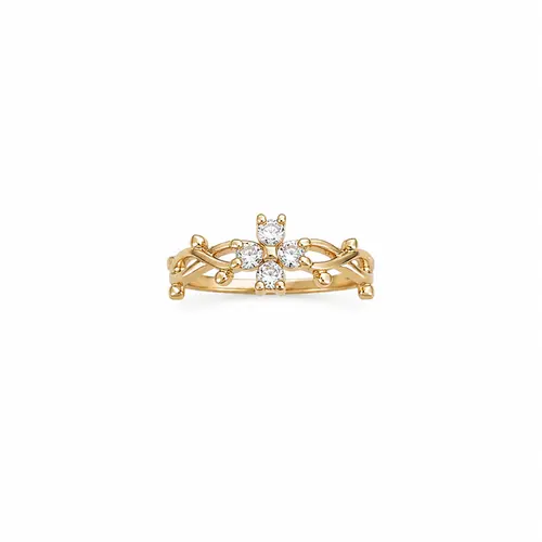 ANEL TREVO DE BRILHO BANHADO A OURO 18K