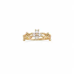 ANEL TREVO DE BRILHO BANHADO A OURO 18K