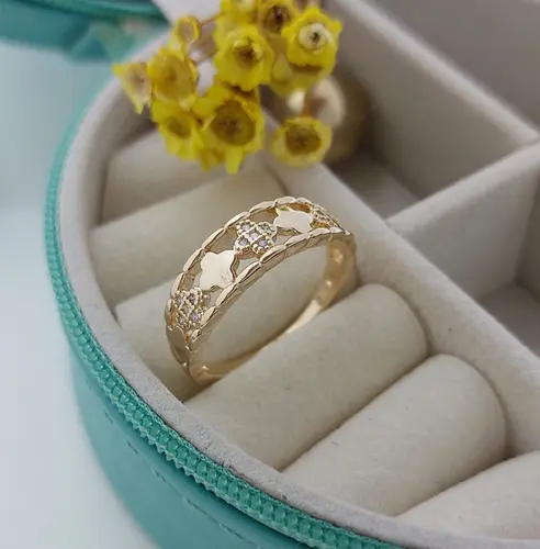 ANEL TREVO DE OURO BANHADO A OURO 18K