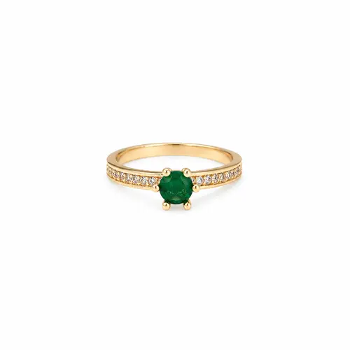 ANEL ESMERALDA IMPERIAL BANHADA A OURO 18K
