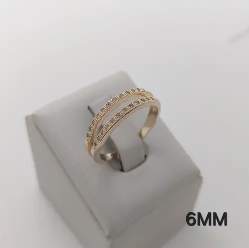 Anel Duplo Luxo Cravejado Banhado a Ouro 18K