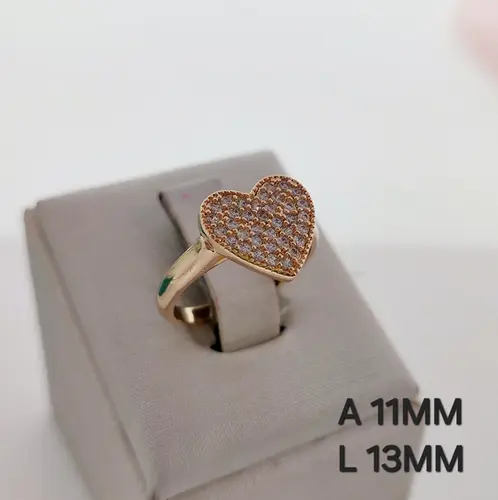 Anel Coração Pavê Banhado a Ouro 18K