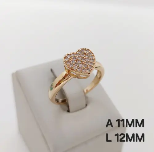 Anel chuveiro Coração Pavê Banhado a Ouro 18K