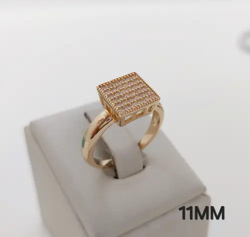 Anel Brilho Geométrico Pavê Banhado a Ouro 18K