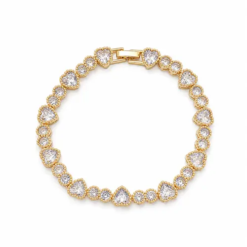 PULSEIRA CORAÇÕES DE LUZ DOURADA BANHADA A OURO 18K
