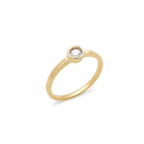 ANEL SOLITÁRIO BRILHO PURO BANHADO A OURO 18K