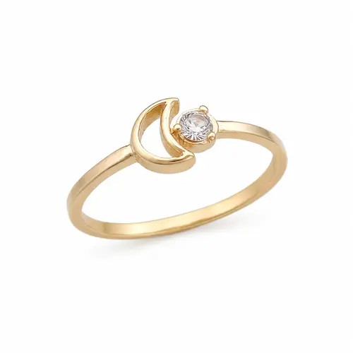 ANEL LUA DE CRISTAL BANHADO A OURO 18K