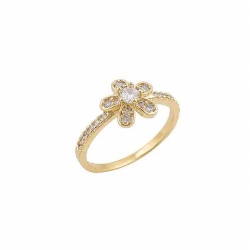 ANEL FLOR ENCANTADA BANHADA A OURO 18K