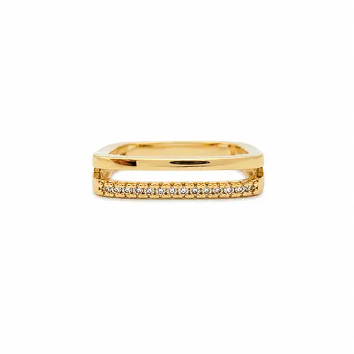 ANEL RETANGULAR ELEGANCE BANHADO A OURO 18K