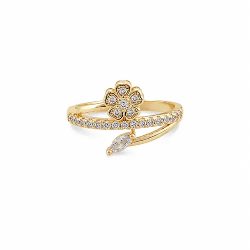 ANEL JARDIM DE  BRILHO BANHADO A OURO 18K