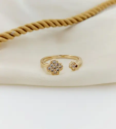 ANEL FLOR DE LUZ BANHADO A OURO 18K