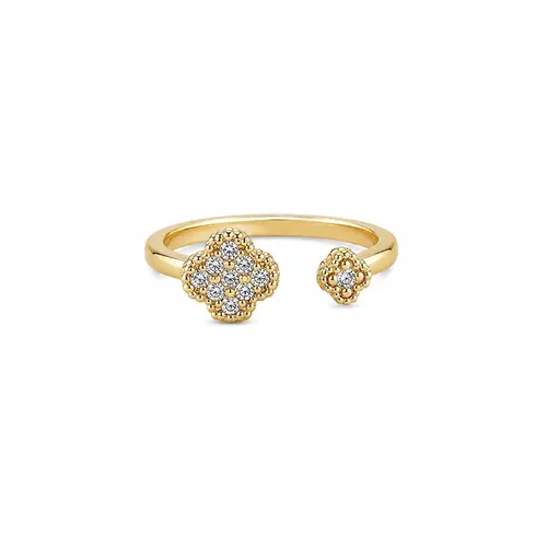 ANEL FLOR DE LUZ BANHADO A OURO 18K