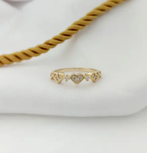 ANEL CORAÇÕES DA PROMESSA BANHADO A OURO 18K