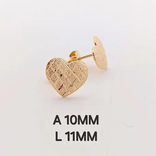 Brinco Coração Texturizado Banhado a Ouro 18K