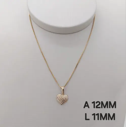 Colar Coração Texturizado Banhado a Ouro 18K