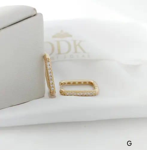 Brinco Argola Retangular Glam Banhado a Ouro 18K