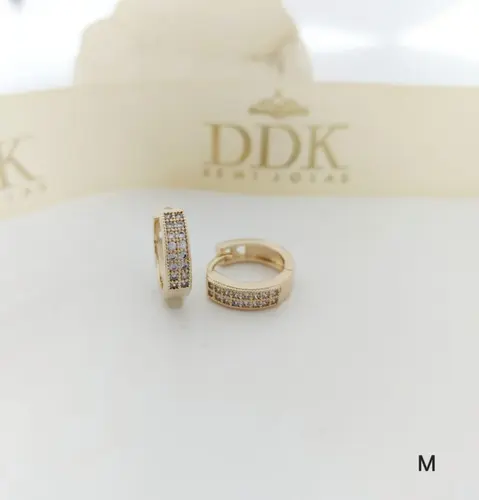 Brinco Argola Pavê Clássica Banhada a Ouro 18K