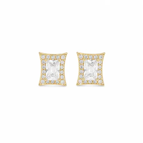 BRINCO GLAMOUR RETANGULAR BANHADO A OURO 18K