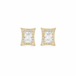 BRINCO GLAMOUR RETANGULAR BANHADO A OURO 18K