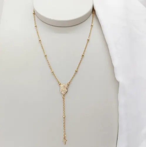 COLAR TERÇO DE FÉ BANHADO A OURO 18K