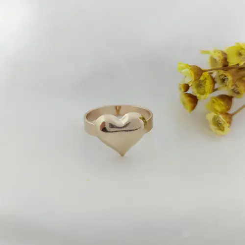ANEL CORAÇÃO BOLD BANHADO A OURO 18K