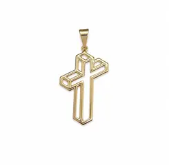 PINGENTE CRUZ 3D BANHADO A OURO 18K