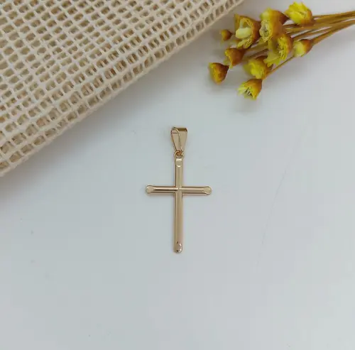 PINGENTE CRUZ  CLASSICA P BANHADA A OURO 18K