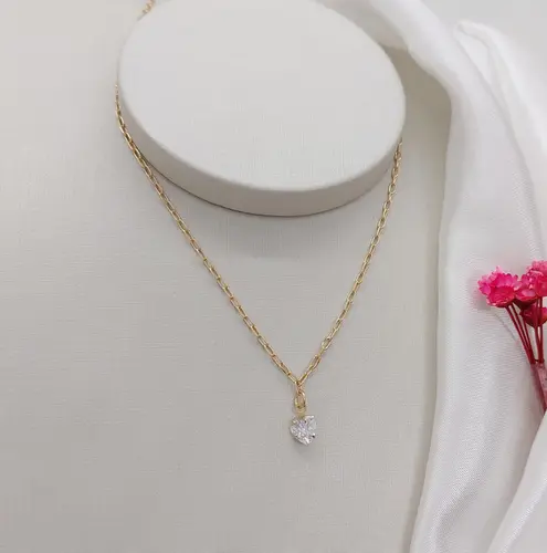 CHOKER CORAÇÃO CRISTAL BANHADA A OURO 18K