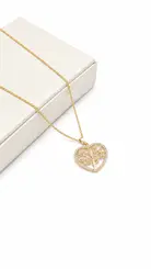COLAR CORAÇÃO ARVORE DA VIDA BANHADO A OURO 18K