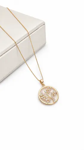 COLAR ARVORE DA VIDA CRYSTAL BOLD BANHADO A OURO 18K