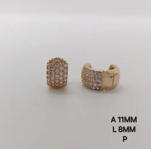 Brinco Argola Onda de Brilho Banhado a Ouro 18K