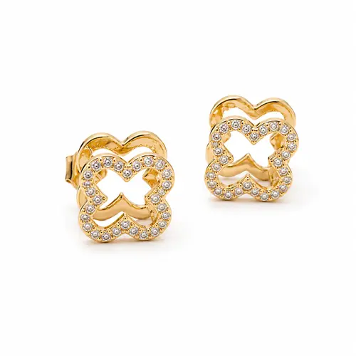 ARGOLA TREVO DE LUZ BANHADA A OURO 18K
