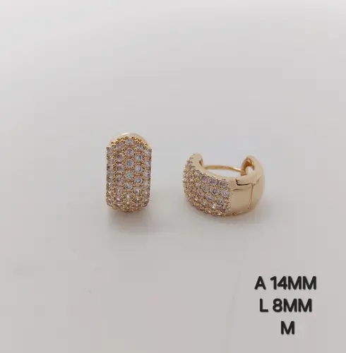 Brinco Argola Média Pavê Glamour Banhado a Ouro 18K