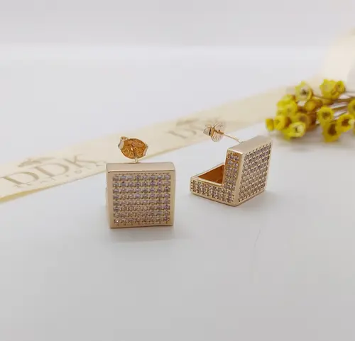ARGOLA SQUARE DE LUXO BANHADA A OURO 18K