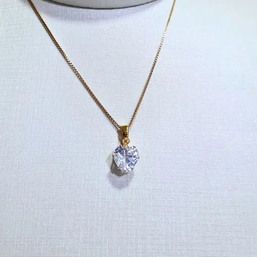 Colar Coração Ponto de Luz Banhado a Ouro 18K