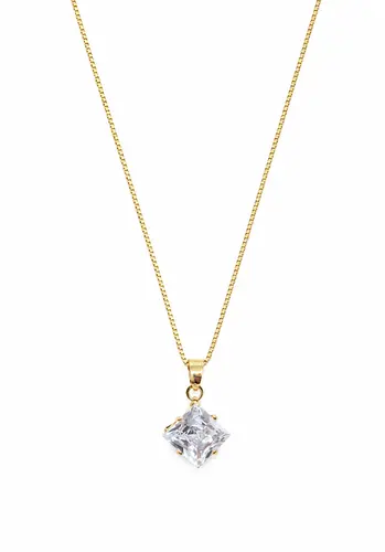 COLAR PONTO DE LUZ QUADRADO BANHADO A OURO 18K